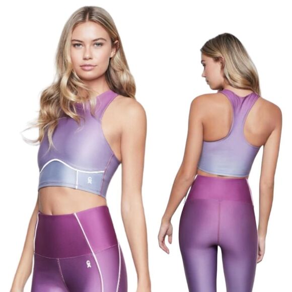 Good American Ombre Contour Purple Sports Bra Racer Back US 0 NWT - Picture 1 of 11